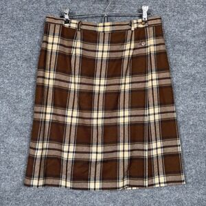 Talbots Womens Size‎ 12 Skirt Brown Ombre Wrap A Line Wool Lined Button USA